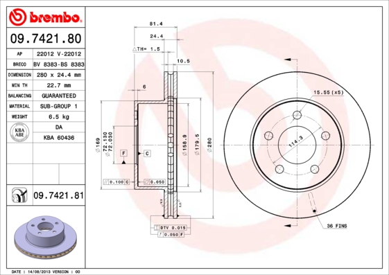 BREMBO 09.7421.81 Brzdový...