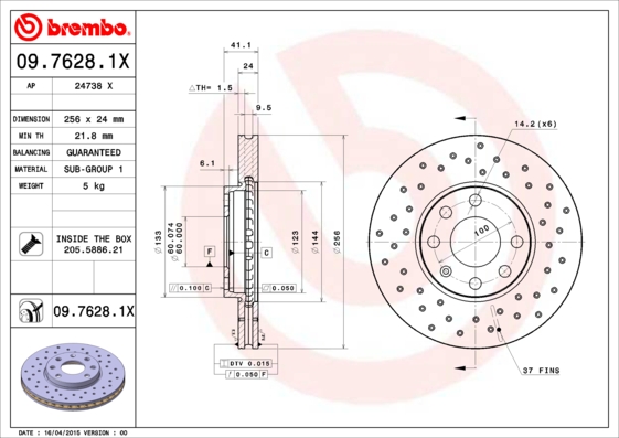 BREMBO 09.7628.1X XTRA LINE...