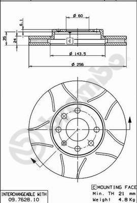 BREMBO 09.7628.75 Discofreno