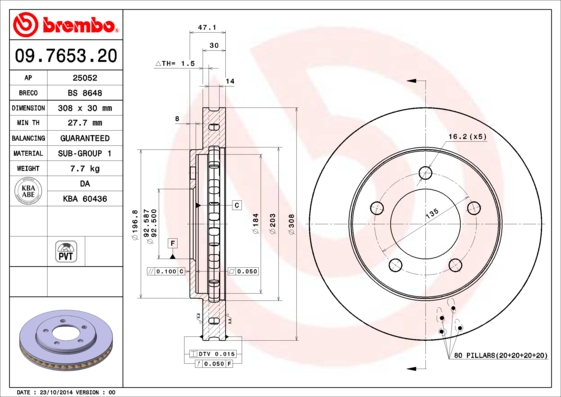 BREMBO 09.7653.20 Brzdový...