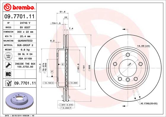 BREMBO 09.7701.11 Bremsscheibe