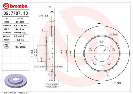 BREMBO 09.7787.10 PRIME LINE Bremsscheibe