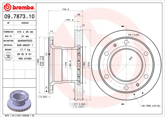 BREMBO 09.7873.10 Bremsscheibe