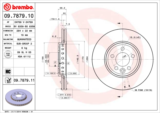 BREMBO 09.7879.11 Bremsscheibe