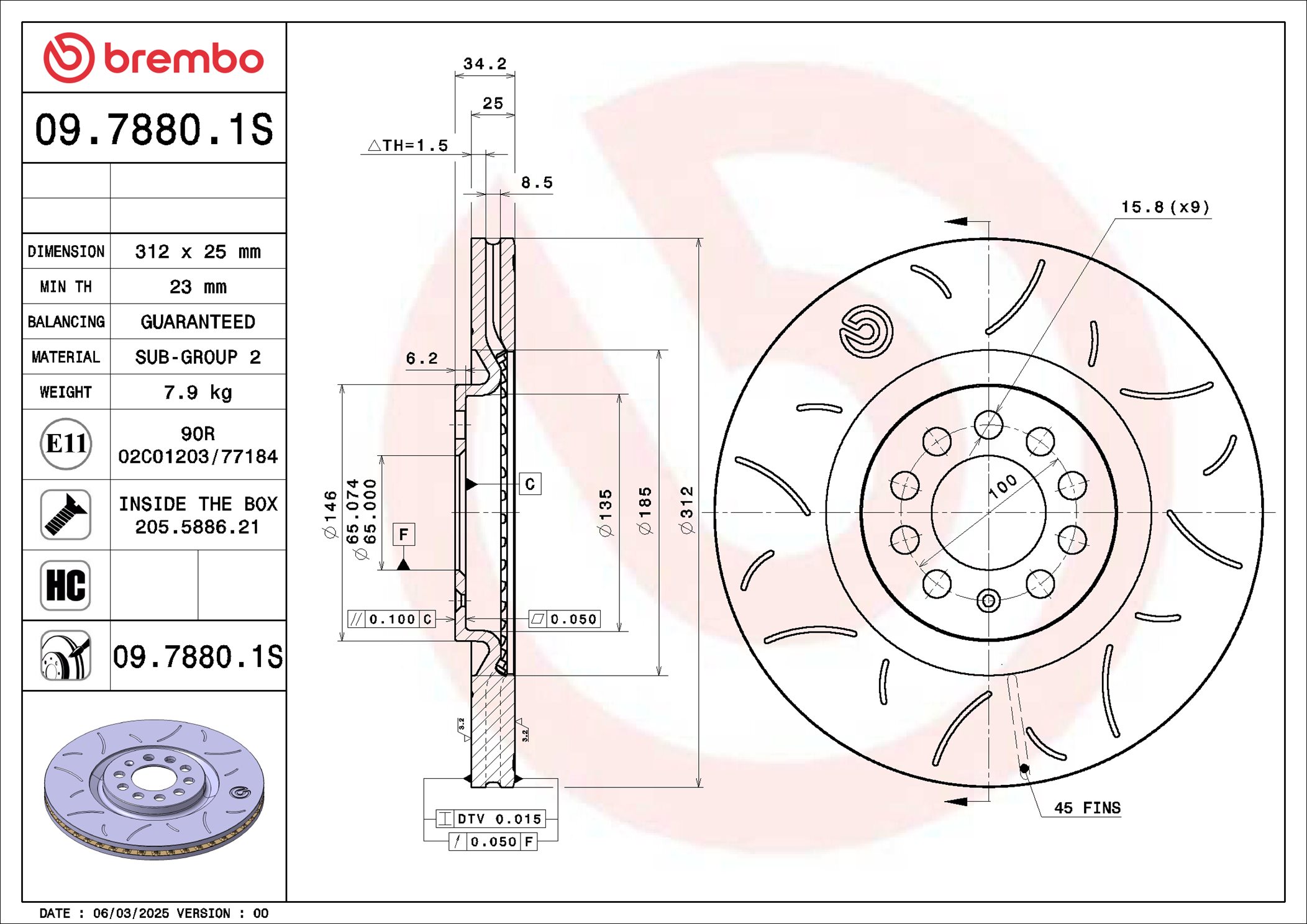 BREMBO 09.7880.1S Brake...