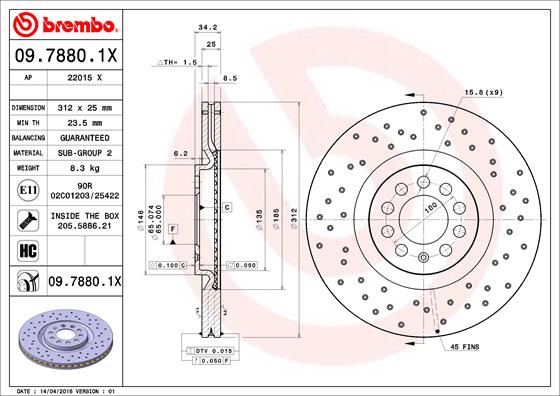 BREMBO 09.7880.1X XTRA LINE...