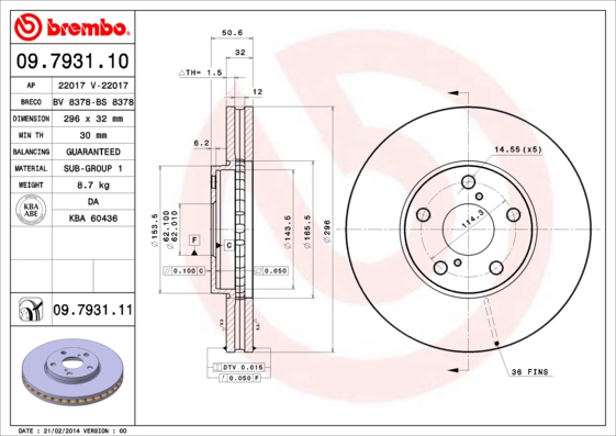 BREMBO 09.7931.11 Bremsscheibe