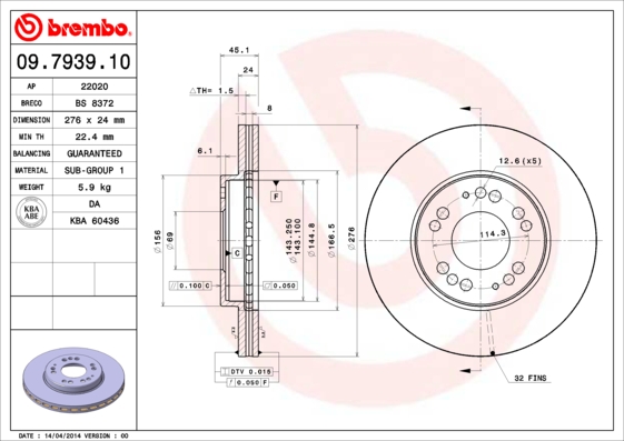 BREMBO 09.7939.10 Brzdový...