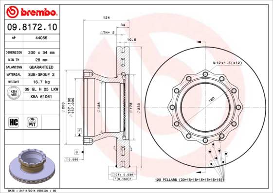 BREMBO 09.8172.10 Brzdový...