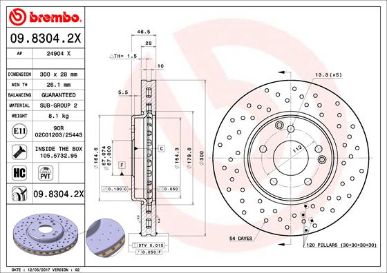 BREMBO 09.8304.2X Brzdový...