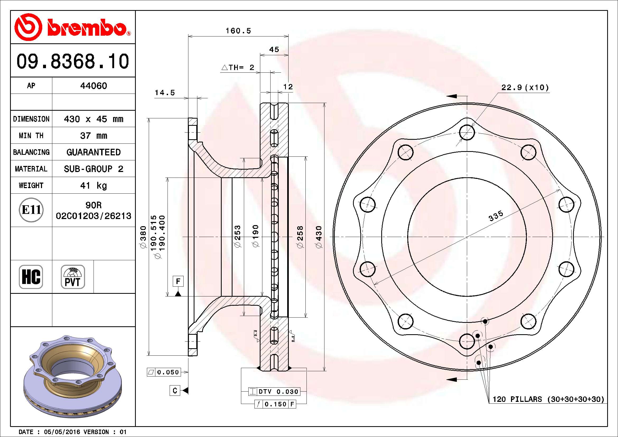 BREMBO 09.8368.10 Bremsscheibe