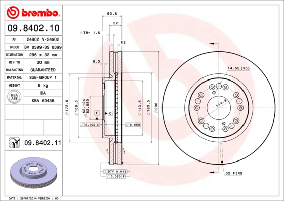 BREMBO 09.8402.11 Bremsscheibe