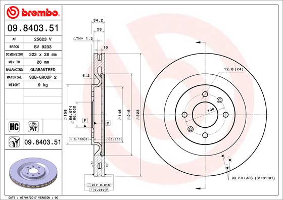 BREMBO 09.8403.51 Bremsscheibe