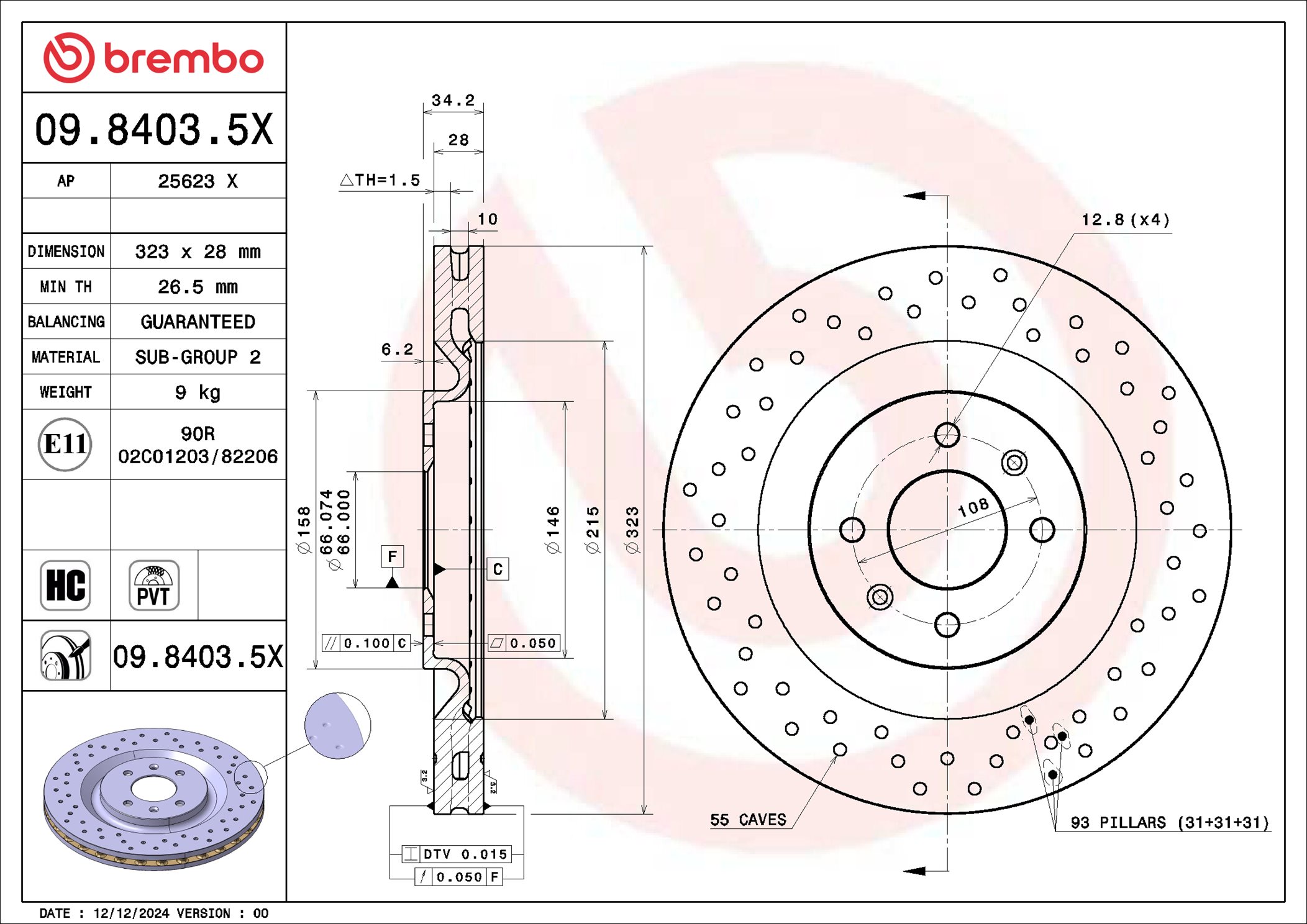 BREMBO 09.8403.5X XTRA LINE - Xtra Brzdový kotúč