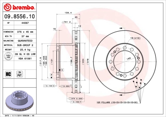 BREMBO 09.8556.10 Brzdový...