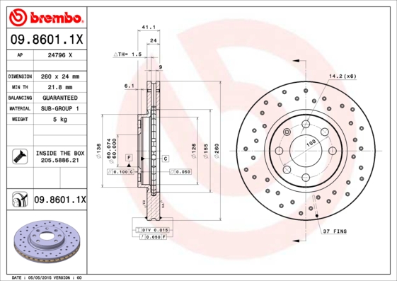 BREMBO 09.8601.1X XTRA LINE...