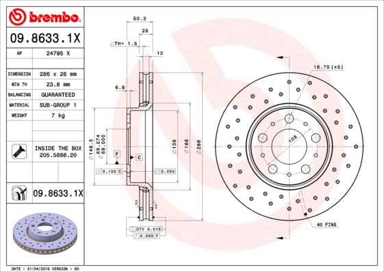 BREMBO 09.8633.1X XTRA LINE...