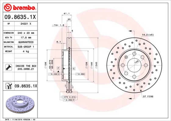 BREMBO 09.8635.1X XTRA LINE...