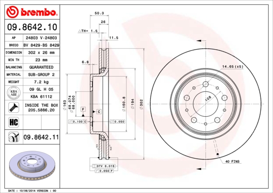 BREMBO 09.8642.11 Brzdový...