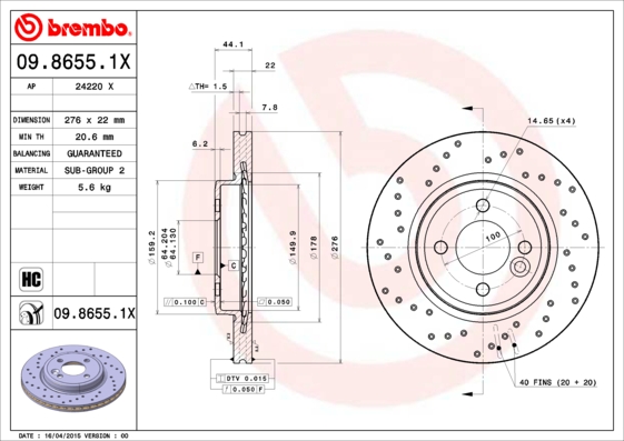 BREMBO 09.8655.1X Brzdový...