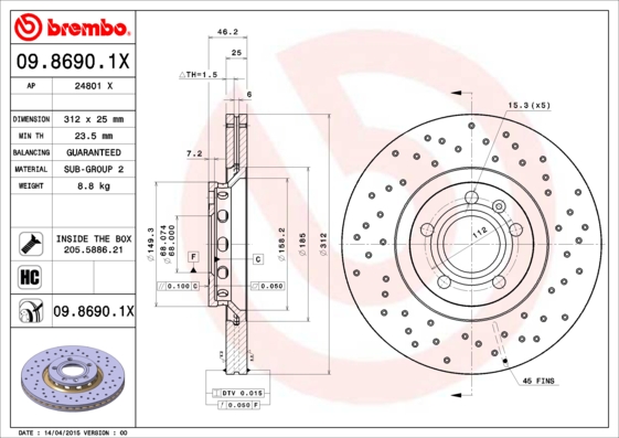 BREMBO 09.8690.1X XTRA LINE...