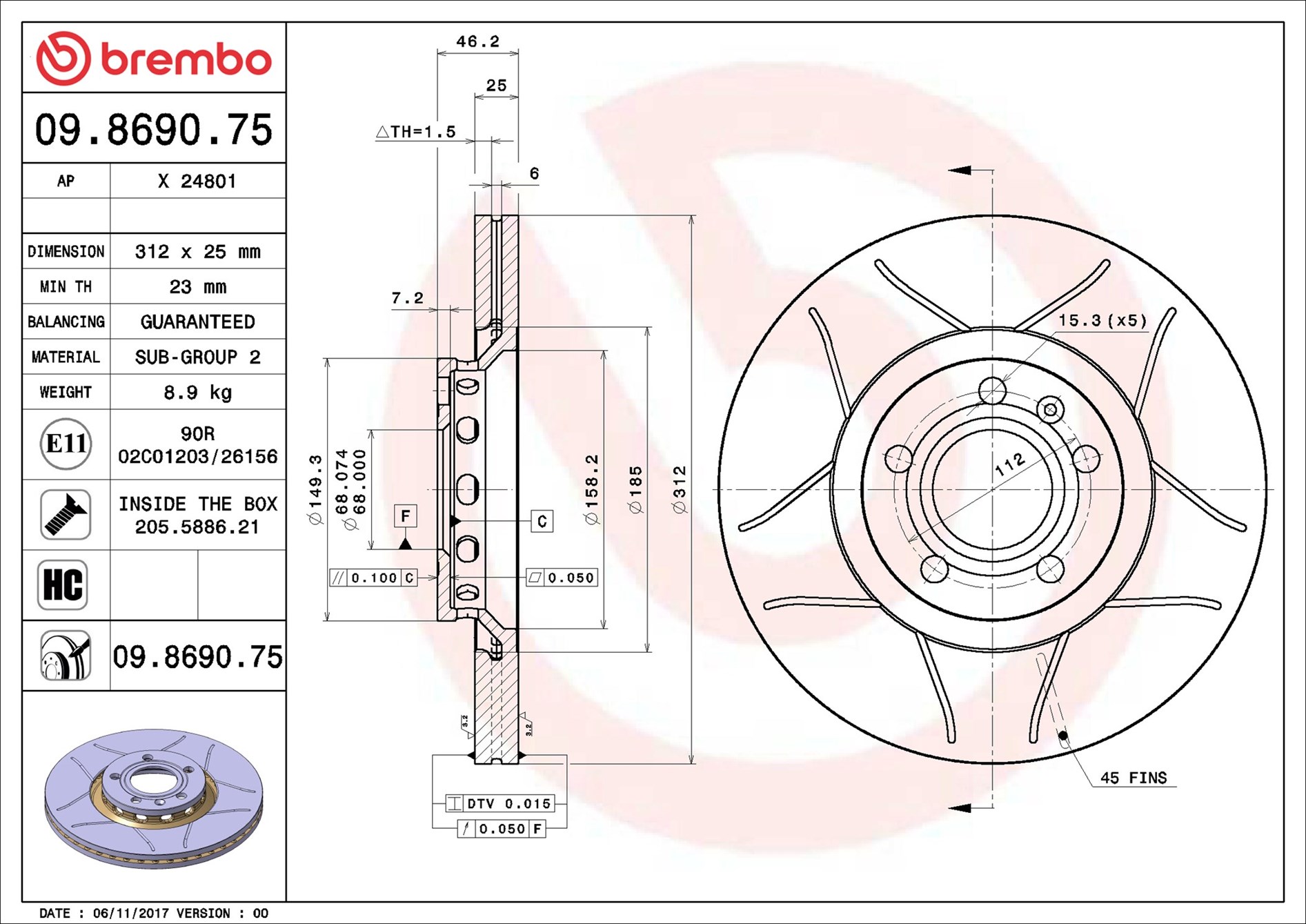 BREMBO 09.8690.75 XTRA LINE - Max Bremsscheibe