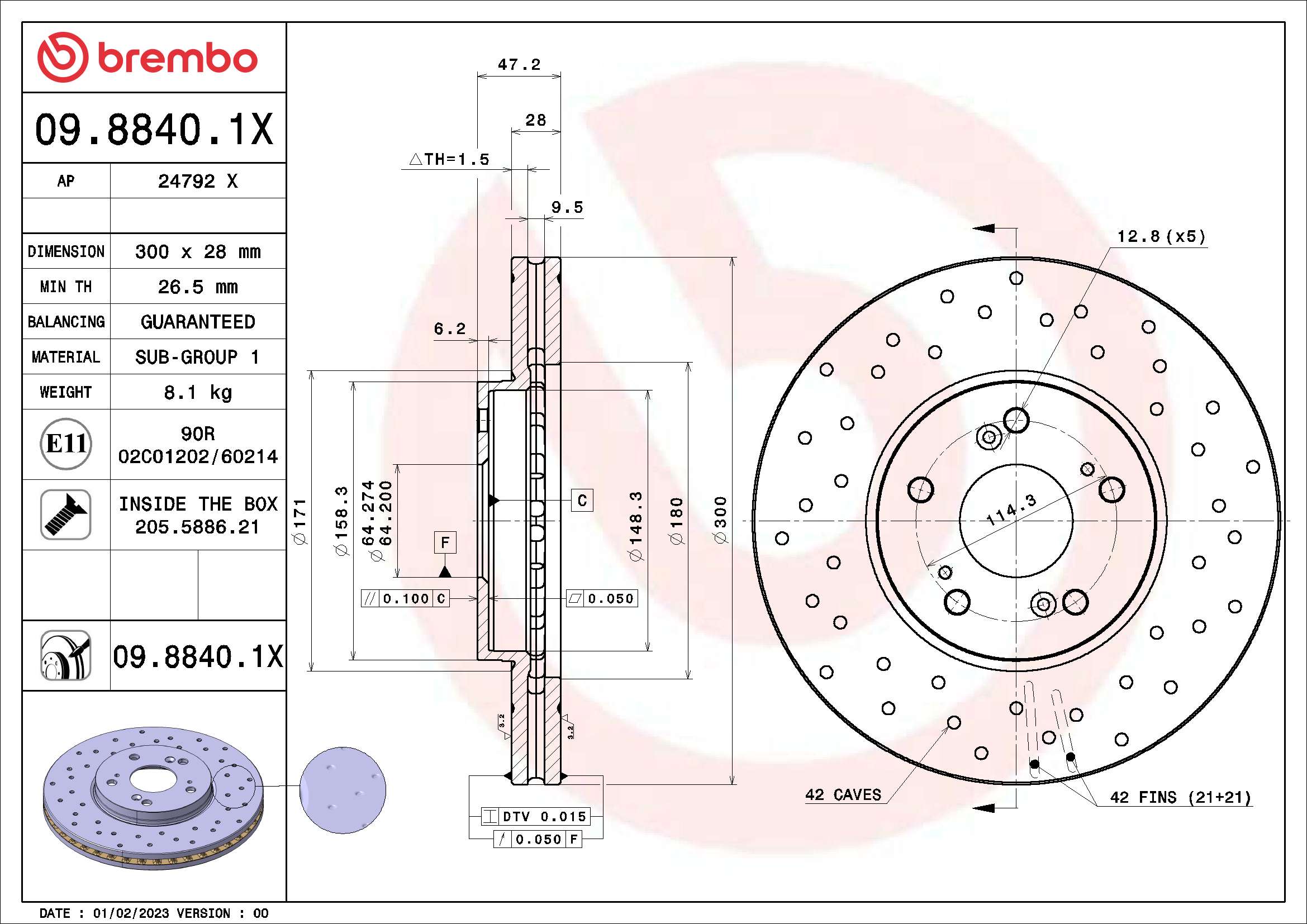 BREMBO 09.8840.1X XTRA LINE...