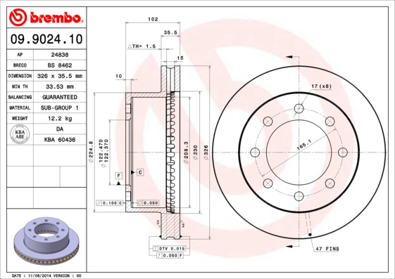 BREMBO 09.9024.10 Brzdový...