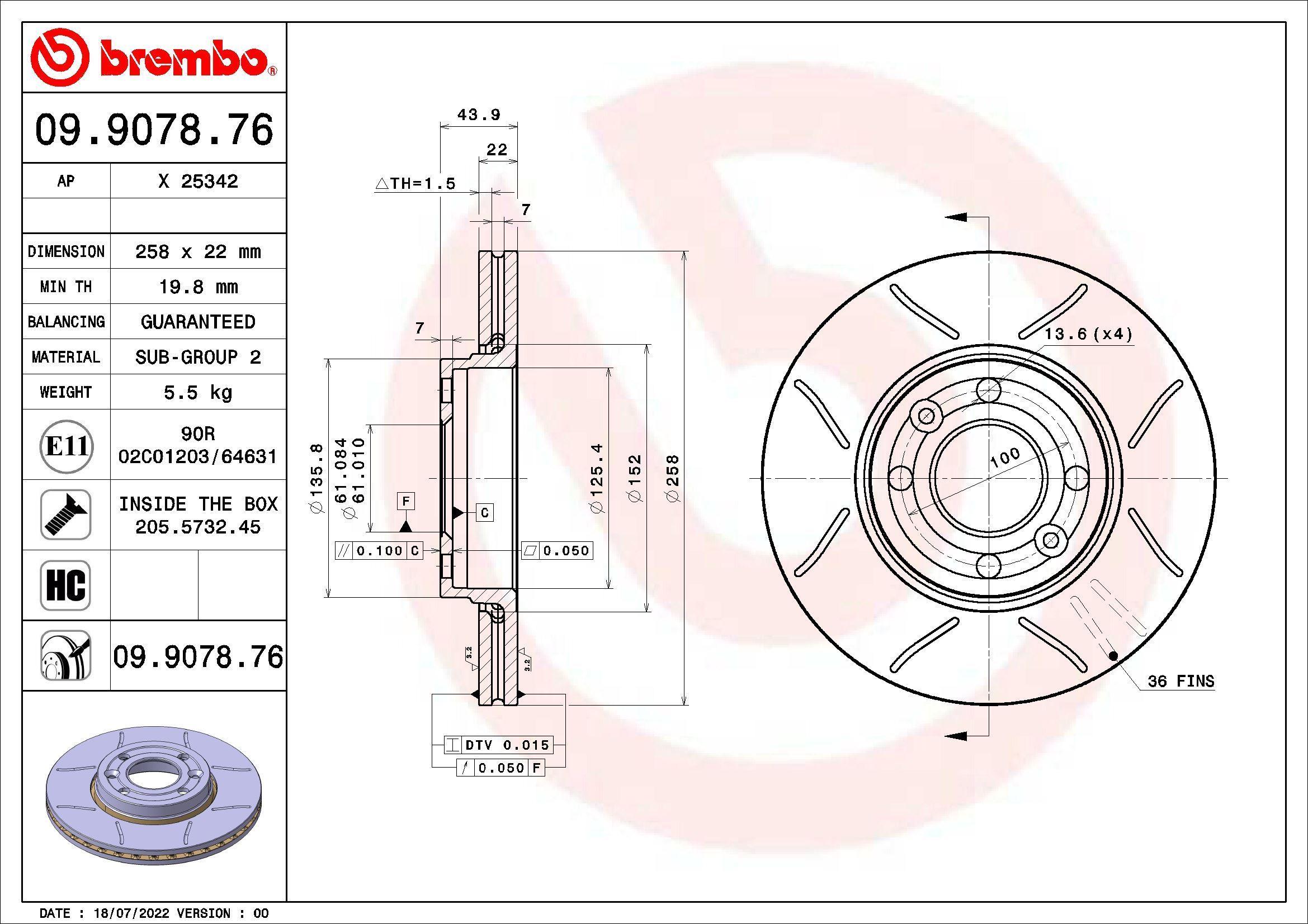 BREMBO 09.9078.76 XTRA LINE...