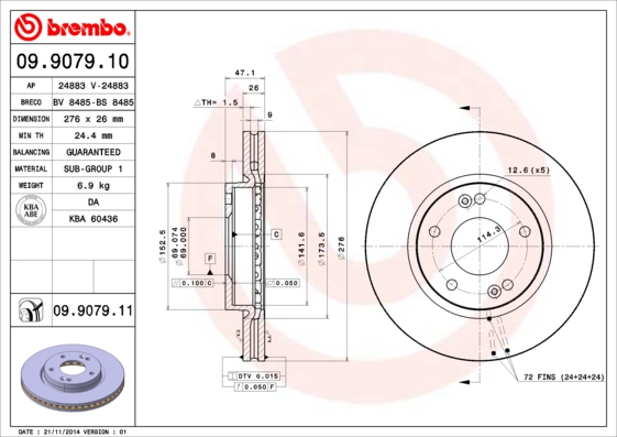 BREMBO 09.9079.11 Brzdový...