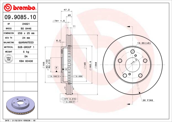 BREMBO 09.9085.10 Bremsscheibe