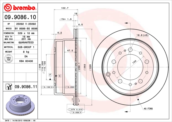 BREMBO 09.9086.11 Brzdový...