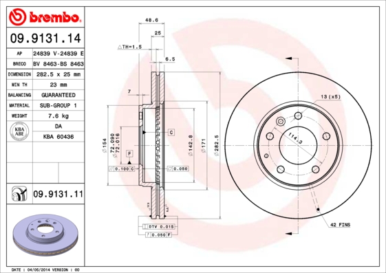 BREMBO 09.9131.11 Bremsscheibe