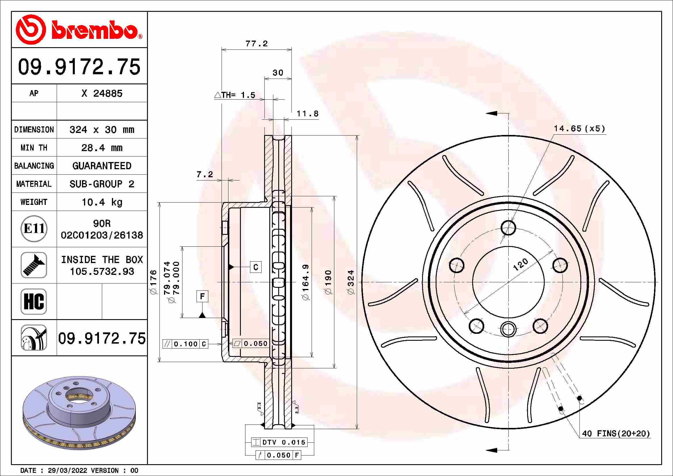 BREMBO 09.9172.75 XTRA LINE...