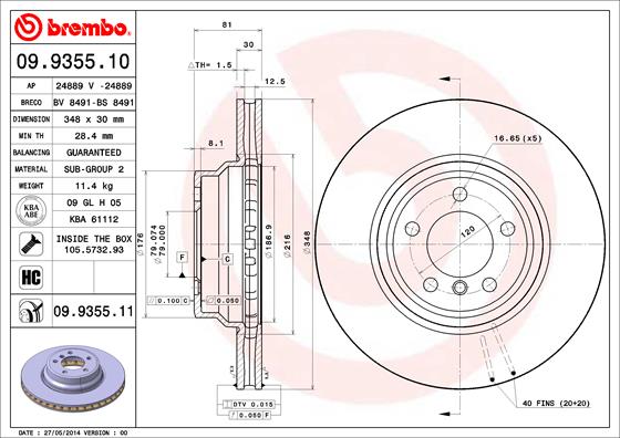 BREMBO 09.9355.11 Bremsscheibe