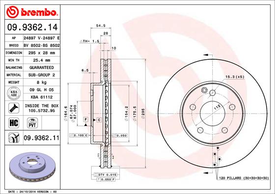 BREMBO 09.9362.11 Bremsscheibe