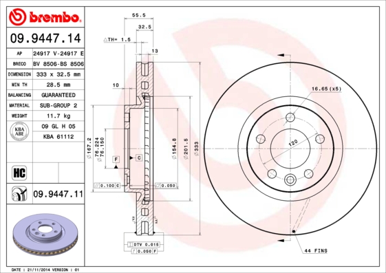 BREMBO 09.9447.11 Brzdový...