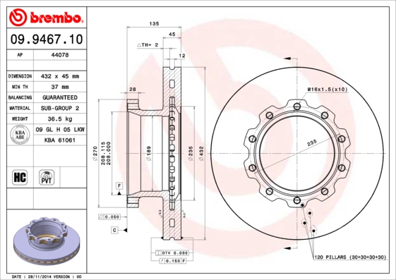 BREMBO 09.9467.10 Brzdový...