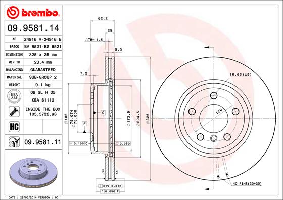 BREMBO 09.9581.11 Brzdový...