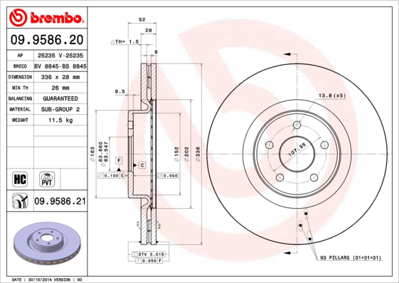 BREMBO 09.9586.21 Brzdový...