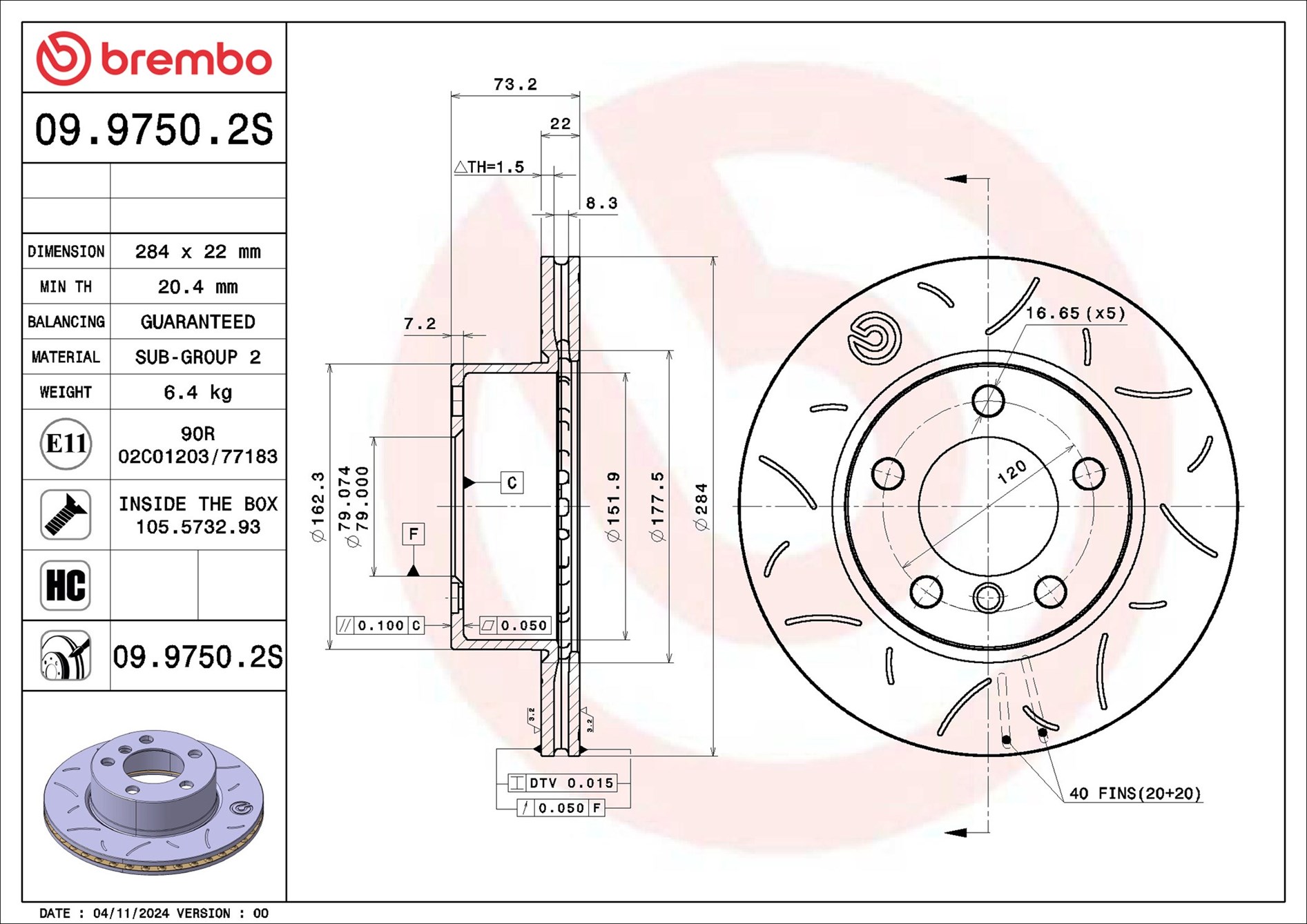 BREMBO 09.9750.2S Brake...