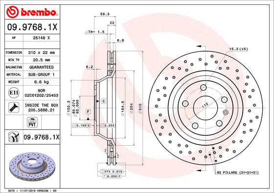 BREMBO 09.9768.1X Bremsscheibe