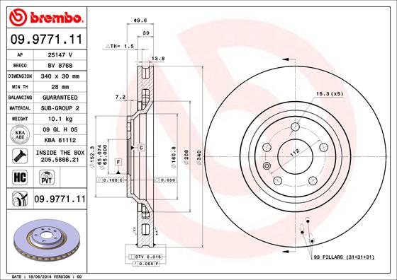 BREMBO 09.9771.11 Bremsscheibe