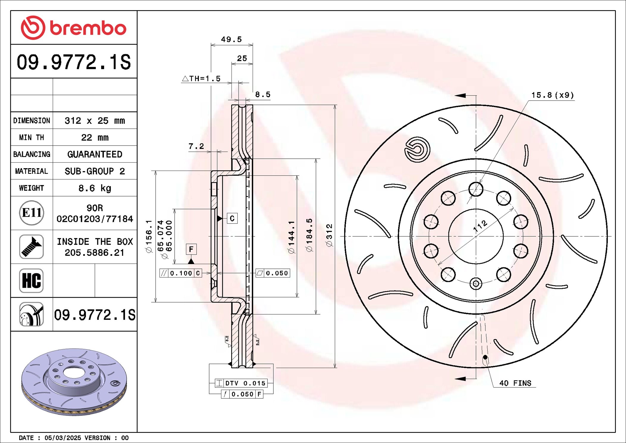 BREMBO 09.9772.1S Brake...