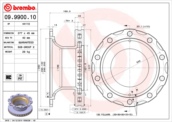 BREMBO 09.9900.10 Bremsscheibe