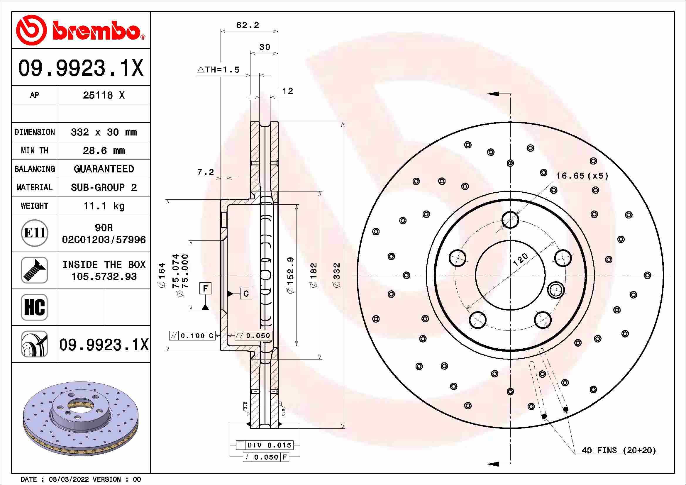 BREMBO 09.9923.1X XTRA LINE...