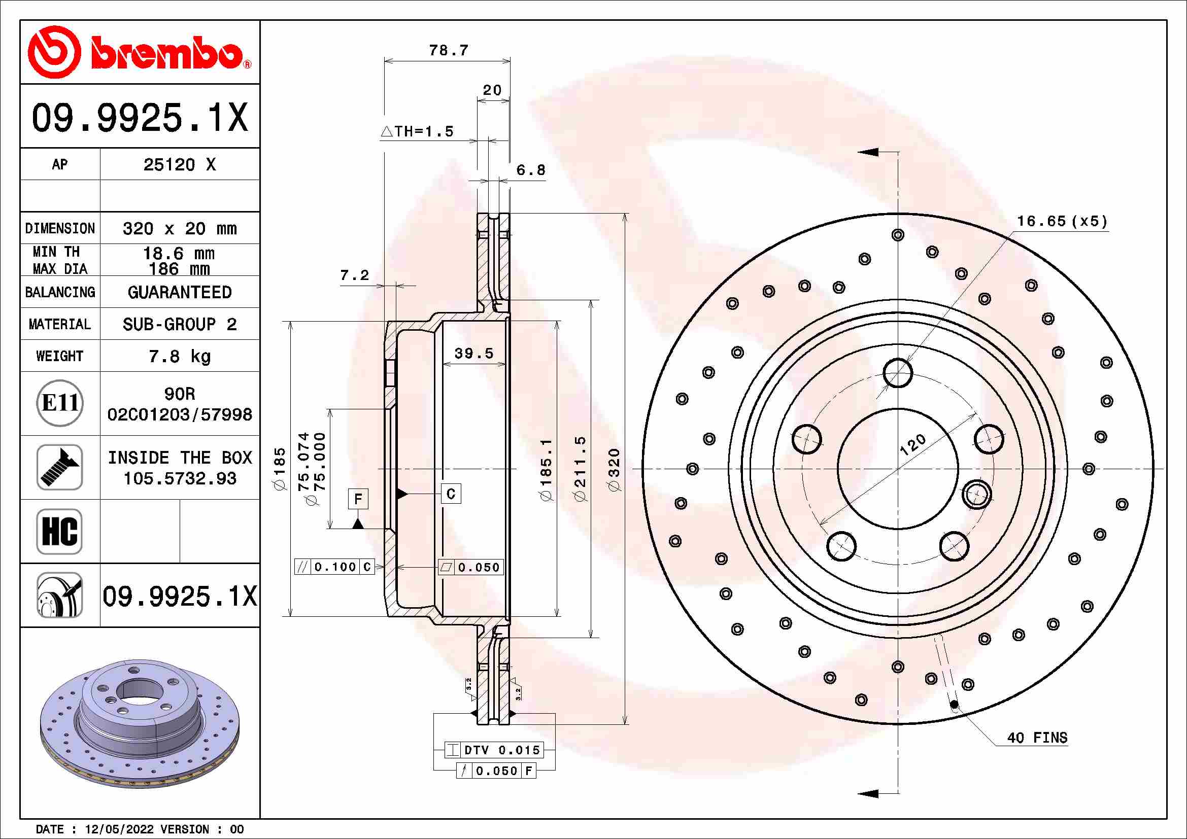 BREMBO 09.9925.1X XTRA LINE...
