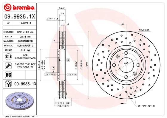 BREMBO 09.9935.1X Bremsscheibe