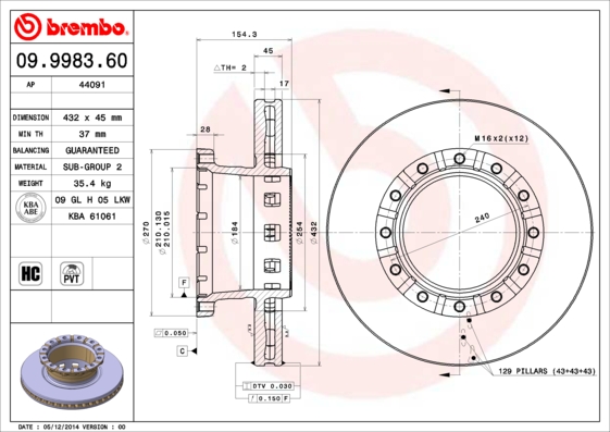 BREMBO 09.9983.60 Bremsscheibe