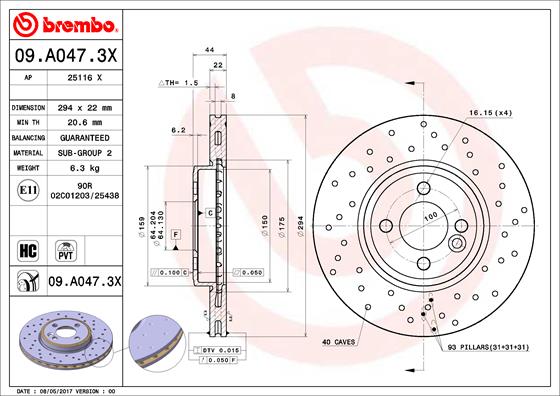 BREMBO 09.A047.3X Bremsscheibe